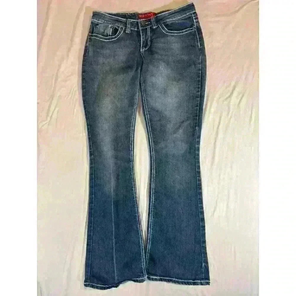 Red Rivet Women's Bootcut Jeans Size 11 Heavy Stitch Blue Denim 32x30